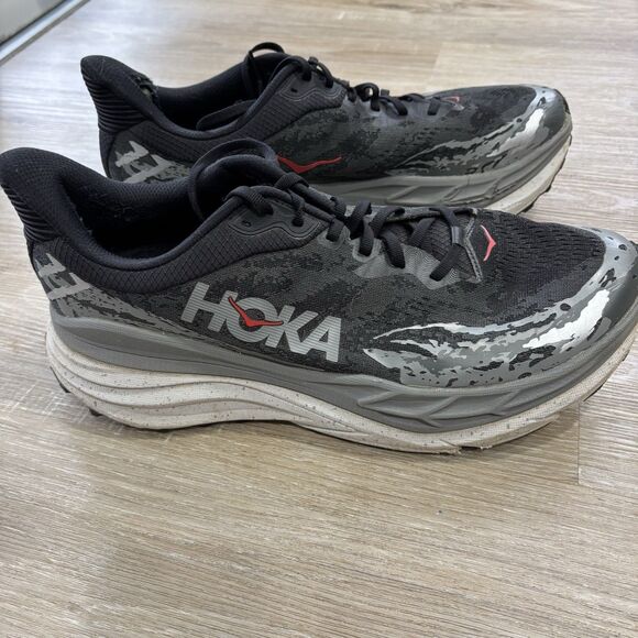 Hoka Shoes Mens Size 14 Stinson 7 Running Shoe Black Outer Orbit Athletic - Picture 6 of 9